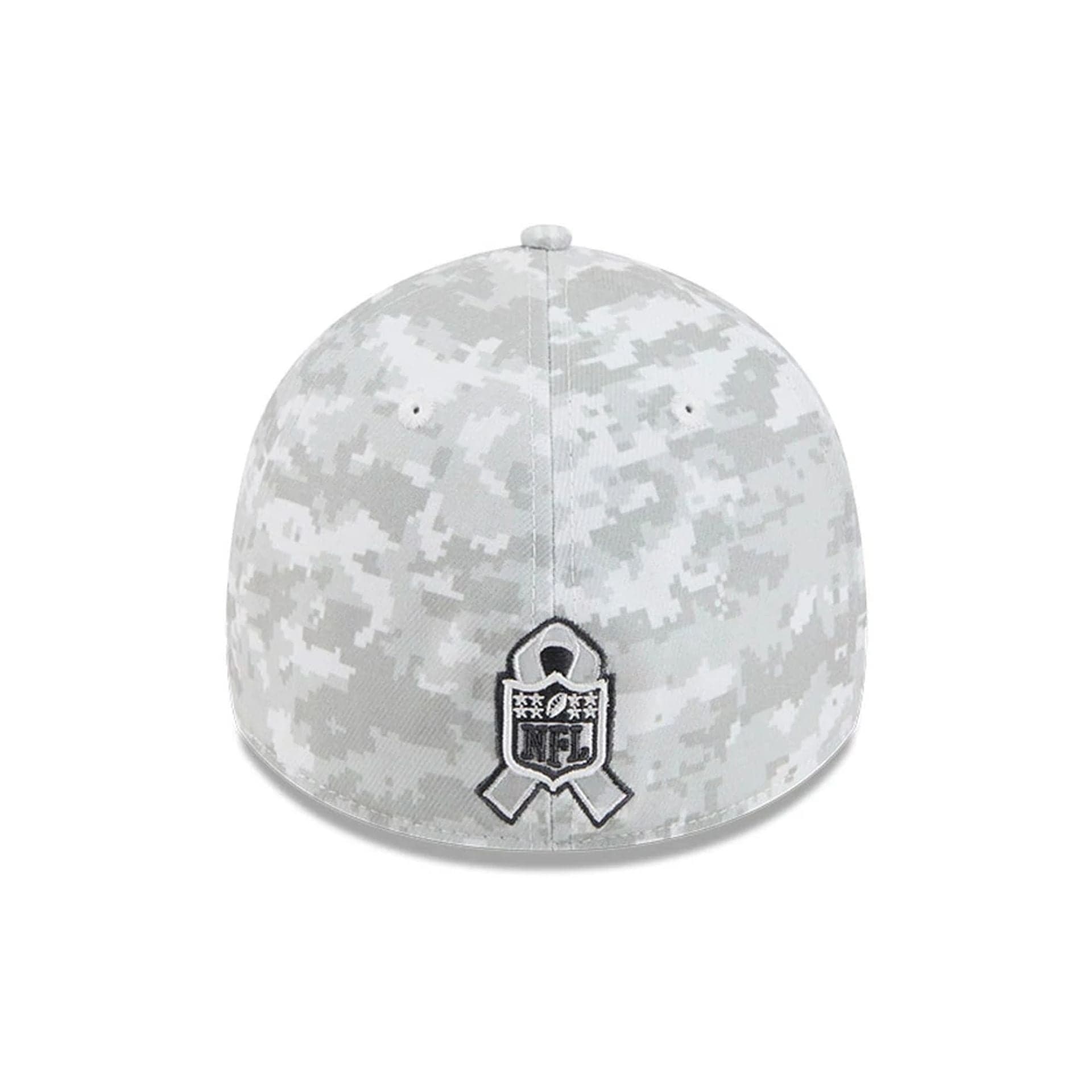 This is a Denver Broncos NFL Salute To Service 2025 Grey Camo 39THIRTY Stretch Fit Cap 5
