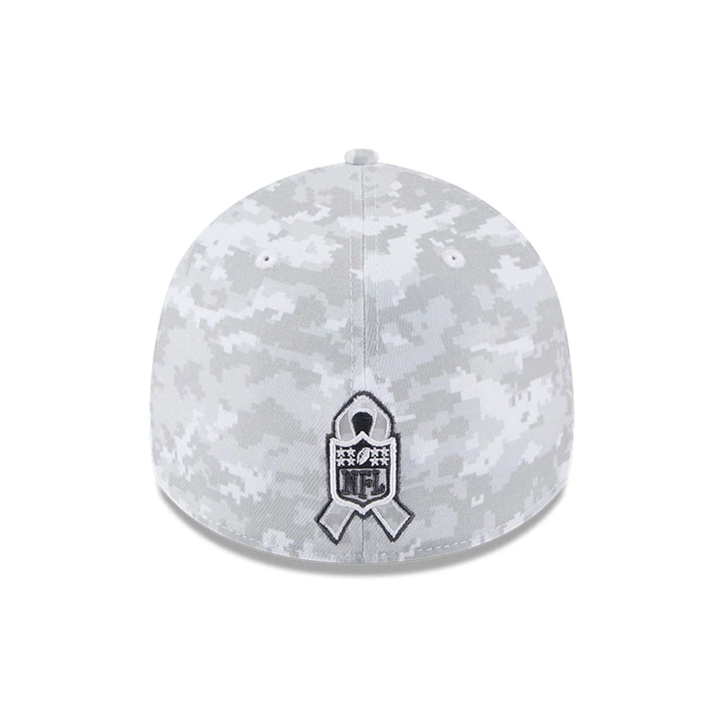 This is a Atlanta Falcons NFL Salute To Service 2025 Grey Camo 39THIRTY Stretch Fit Cap 5