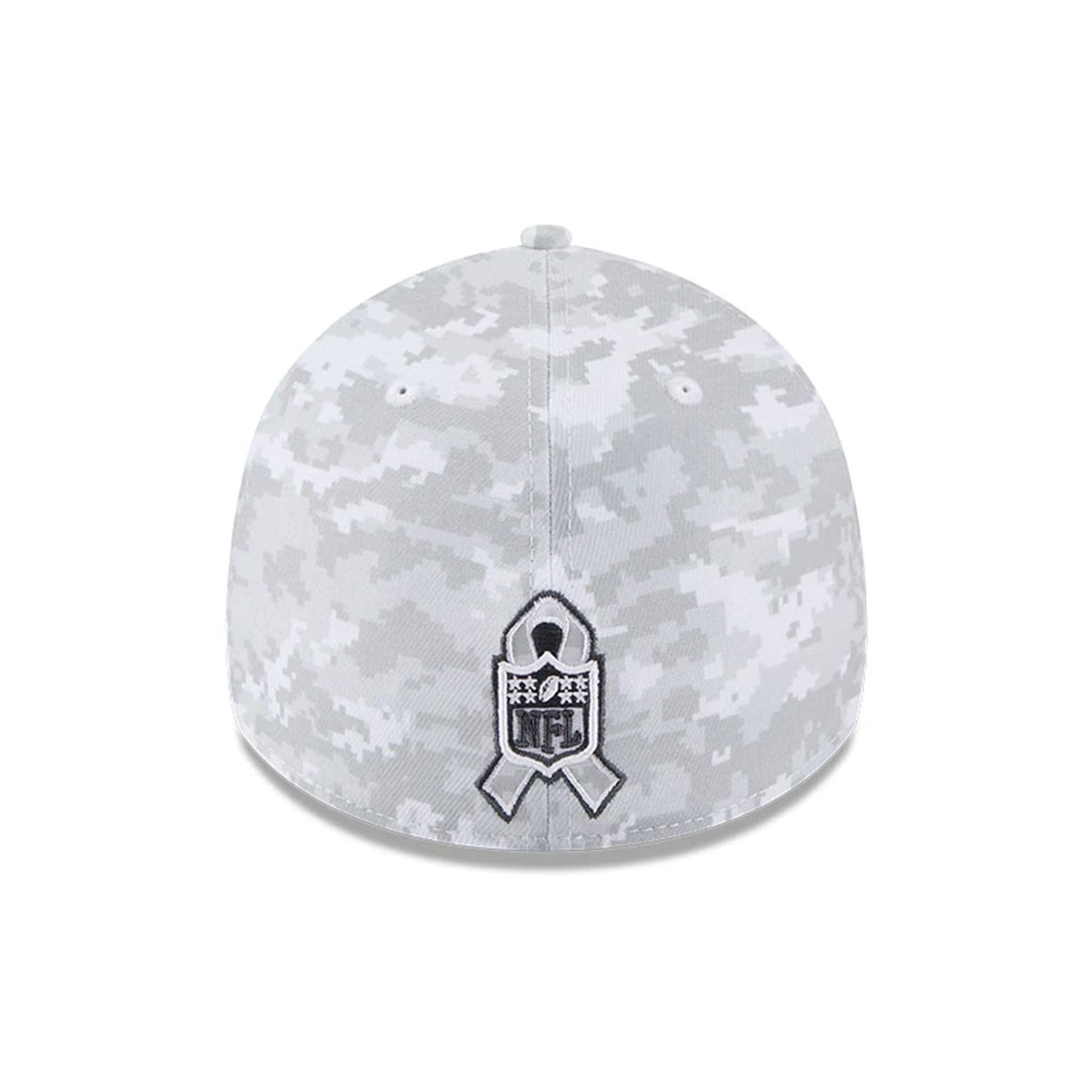 This is a Atlanta Falcons NFL Salute To Service 2025 Grey Camo 39THIRTY Stretch Fit Cap 5