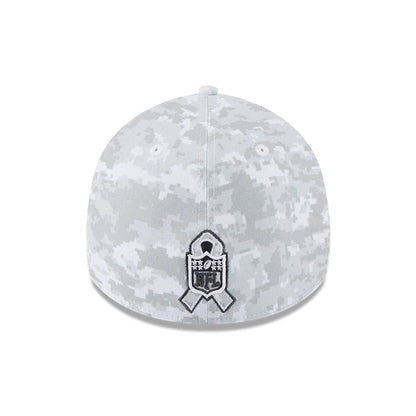 This is a Jacksonville Jaguars NFL Salute To Service 2025 Grey Camo 39THIRTY Stretch Fit Cap 5