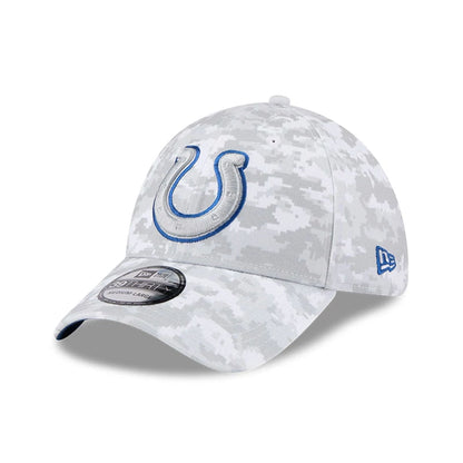 This is a Indianapolis Colts NFL Salute To Service 2025 Grey Camo 39THIRTY Stretch Fit Cap 4