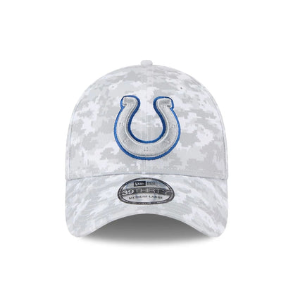 This is a Indianapolis Colts NFL Salute To Service 2025 Grey Camo 39THIRTY Stretch Fit Cap 3
