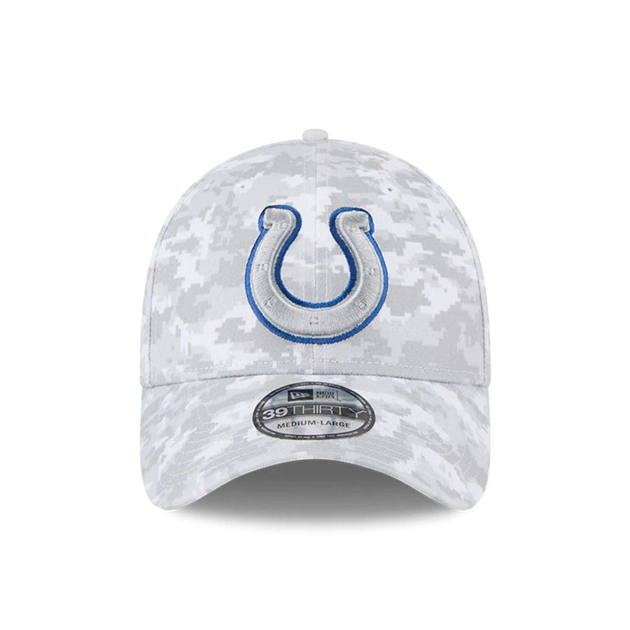 This is a Indianapolis Colts NFL Salute To Service 2025 Grey Camo 39THIRTY Stretch Fit Cap 3