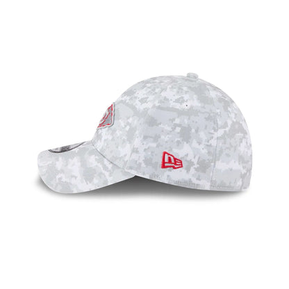 This is a Kansas City Chiefs NFL Salute To Service 2025 Grey Camo 39THIRTY Stretch Fit Cap 7