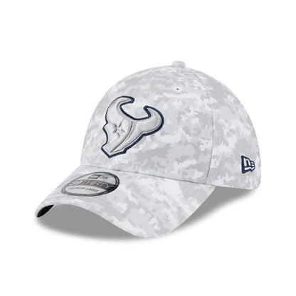 This is a Houston Texans NFL Salute To Service 2025 Grey Camo 39THIRTY Stretch Fit Cap 1