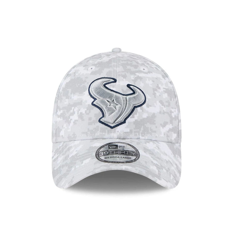 This is a Houston Texans NFL Salute To Service 2025 Grey Camo 39THIRTY Stretch Fit Cap 2