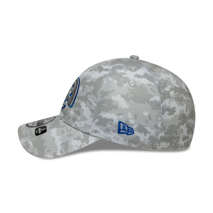 This is a LA Rams NFL Salute To Service 2025 Grey Camo 39THIRTY Stretch Fit Cap 6