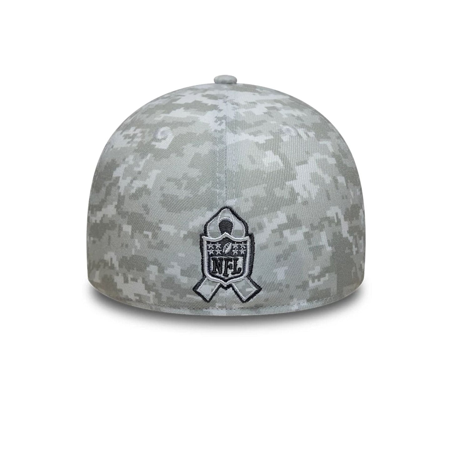 This is a Seattle Seahawks NFL Salute To Service 2025 Grey Camo 39THIRTY Stretch Fit Cap 3