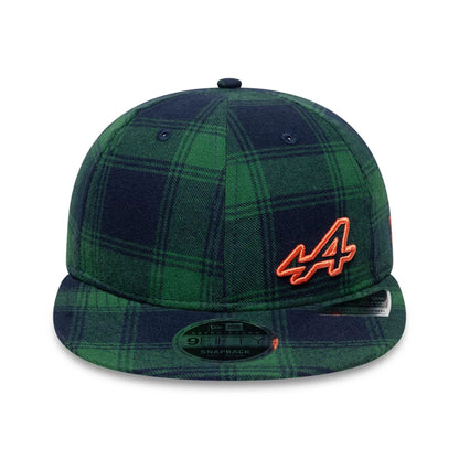 This is a Alpine Racing Plaid Dark Green Retro Crown 9FIFTY Snapback Adjustable Cap 2