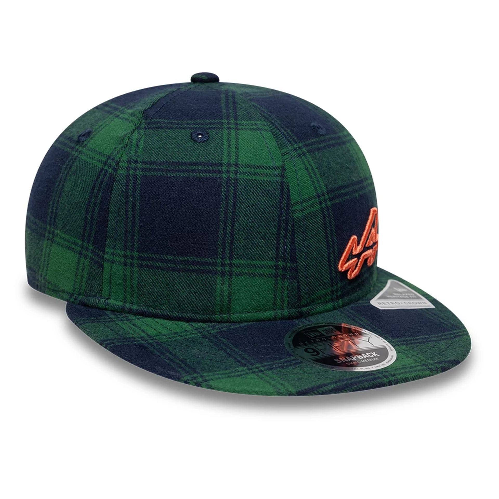 This is a Alpine Racing Plaid Dark Green Retro Crown 9FIFTY Snapback Adjustable Cap 3