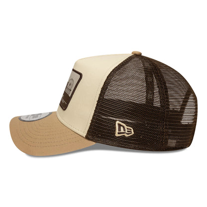 This is a New Era London Light Beige 9FORTY A-Frame Trucker Adjustable Cap 4