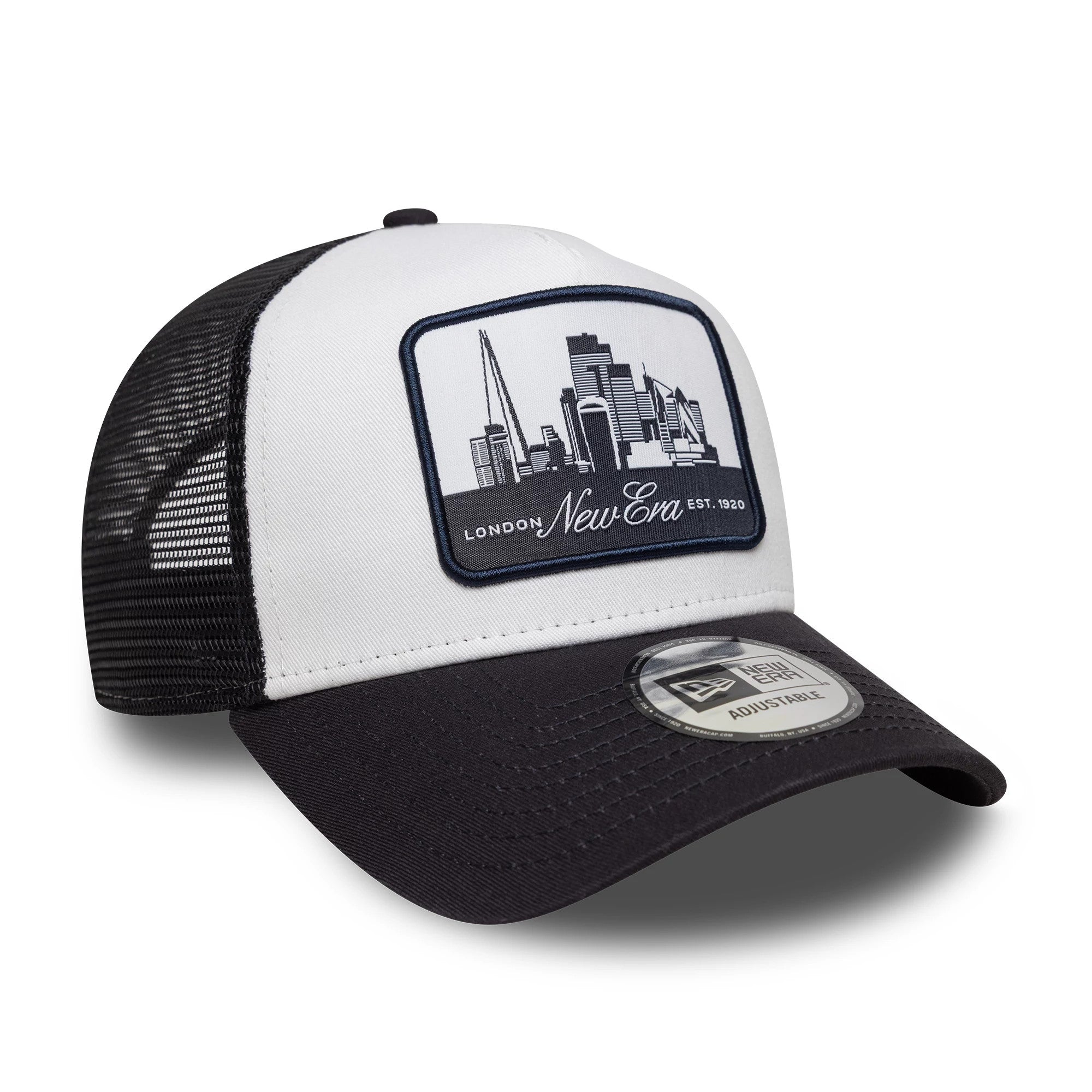 This is a New Era London Navy 9FORTY A-Frame Trucker Adjustable Cap 3