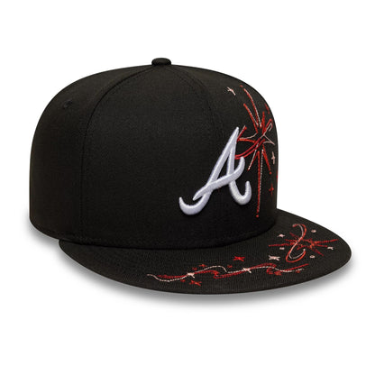 This is a Atlanta Braves MLB Zodiac Black 59FIFTY Fitted Cap 3
