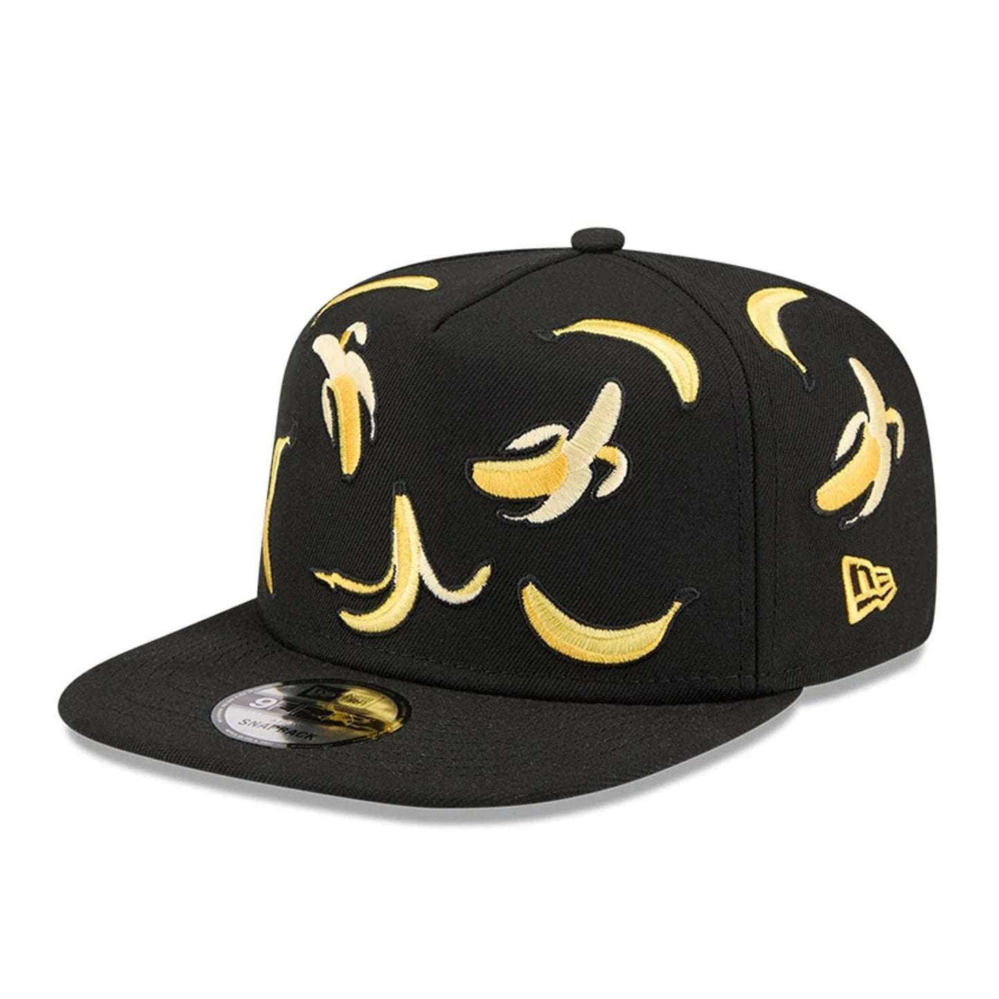 This is a New Era Bananas Black 9FIFTY A-Frame Snapback Adjustable Cap 1