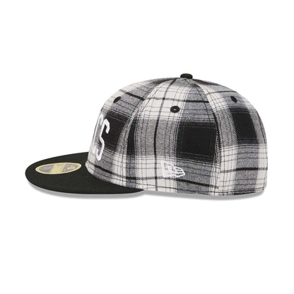 This is a Boston Celtics NBA Grunge Style Plaid Black Retro Crown 59FIFTY Fitted Cap 5