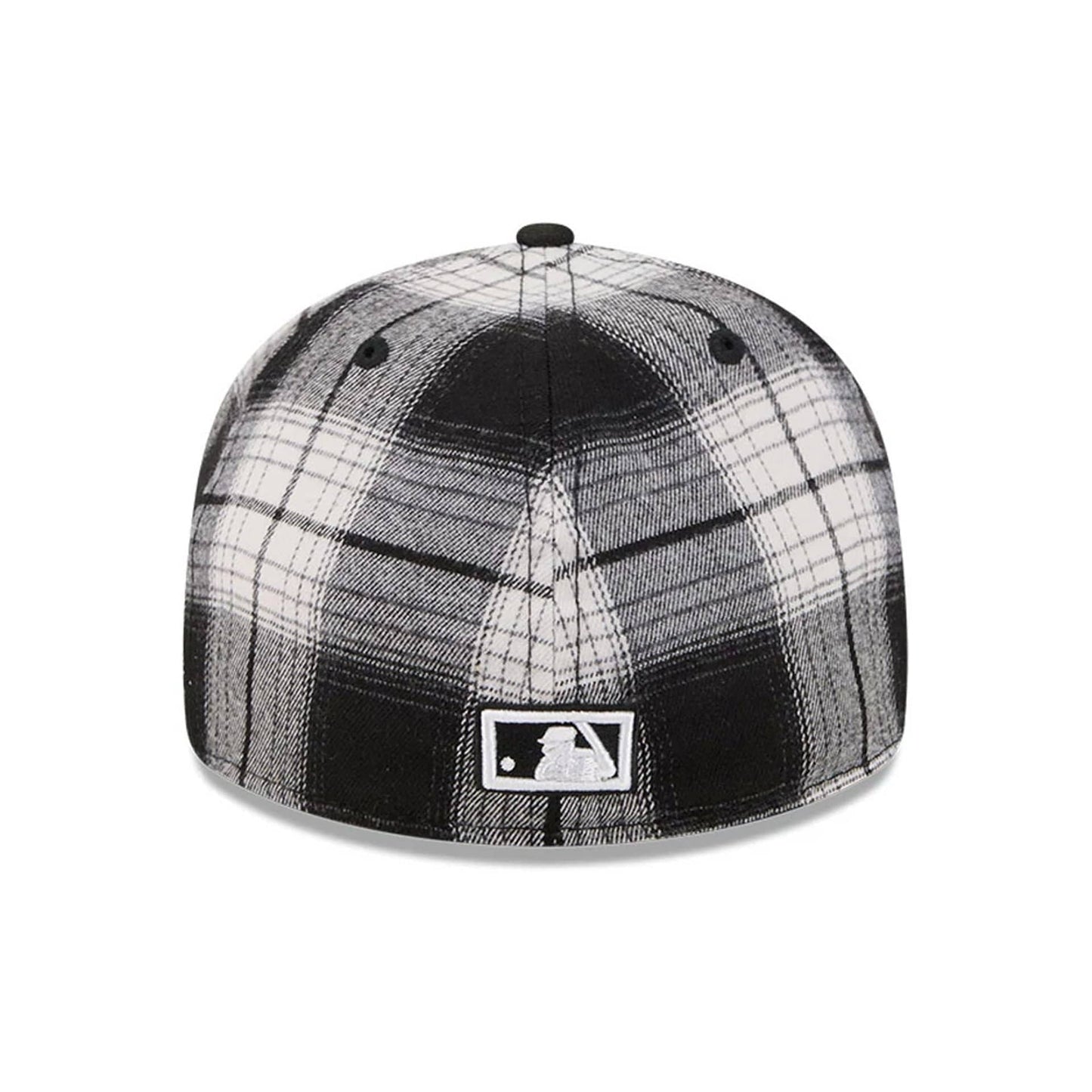 This is a New York Mets MLB Grunge Style Plaid Black Retro Crown 59FIFTY Fitted Cap 6