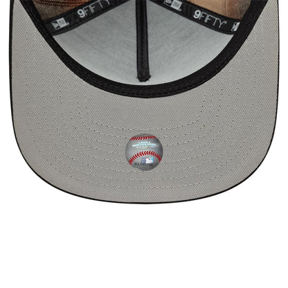 This is a San Francisco Giants MLB Grunge Style Plaid Open Brown 9FIFTY A-Frame Snapback Adjustable Cap 3