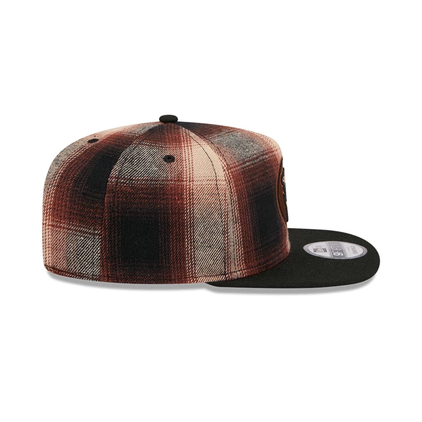 This is a San Diego Padres MLB Grunge Style Plaid Open Brown 9FIFTY A-Frame Snapback Adjustable Cap 7