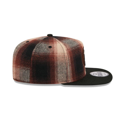 This is a San Diego Padres MLB Grunge Style Plaid Open Brown 9FIFTY A-Frame Snapback Adjustable Cap 7