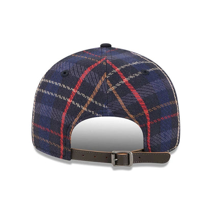 This is a New York Yankees MLB Grunge Style Plaid Open Blue Retro Crown 9FIFTY Adjustable Cap 2