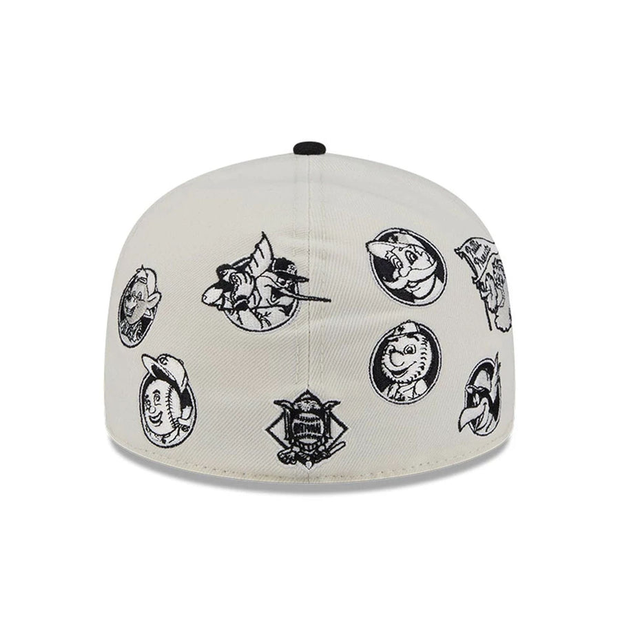 This is a MLB All Over MLB National League Mascots White 59FIFTY A-Frame Fitted Cap 6