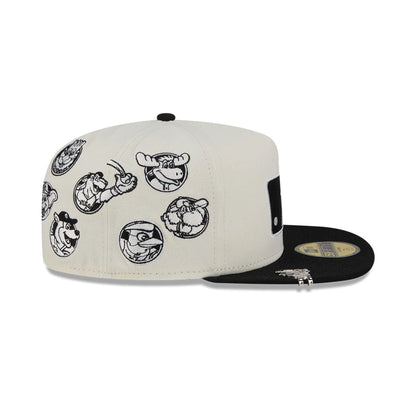 This is a MLB All Over MLB American League Mascots White 59FIFTY A-Frame Fitted Cap 7