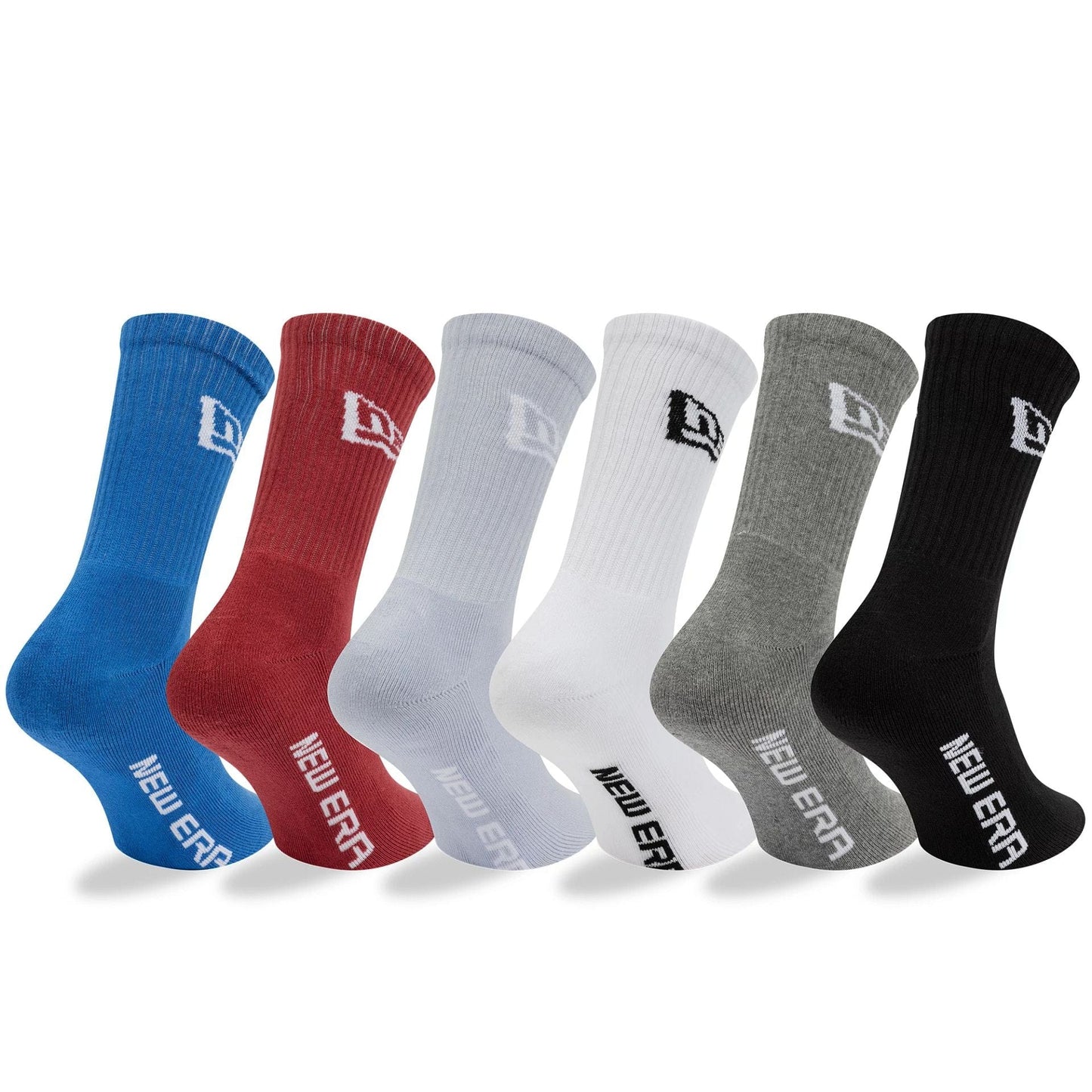 Pictured is this New Era Flag 6 Pack Crew Socks in Multi. 2