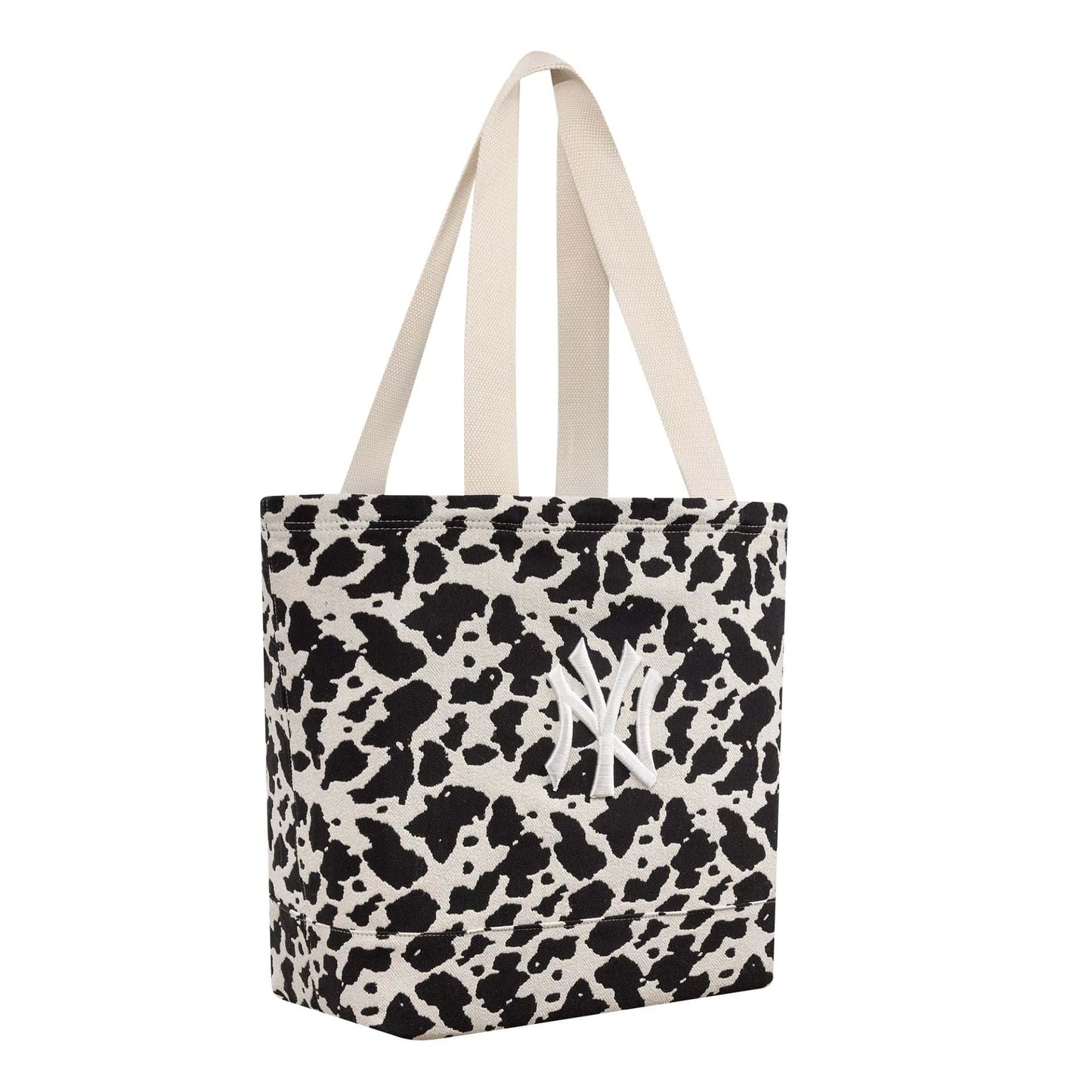 Pictured is this MLB Cow Jacquard New York Yankees Tote Bag in cream. 4