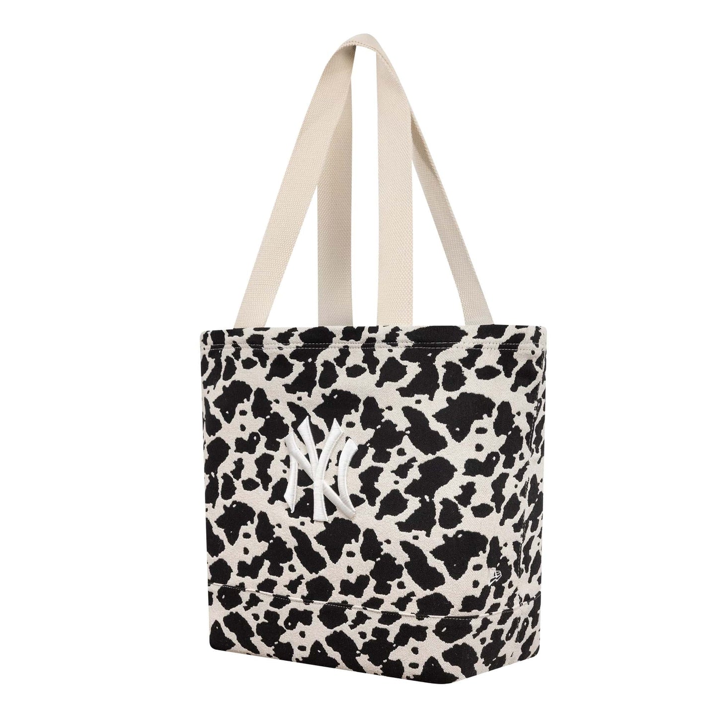 Pictured is this MLB Cow Jacquard New York Yankees Tote Bag in cream. 3