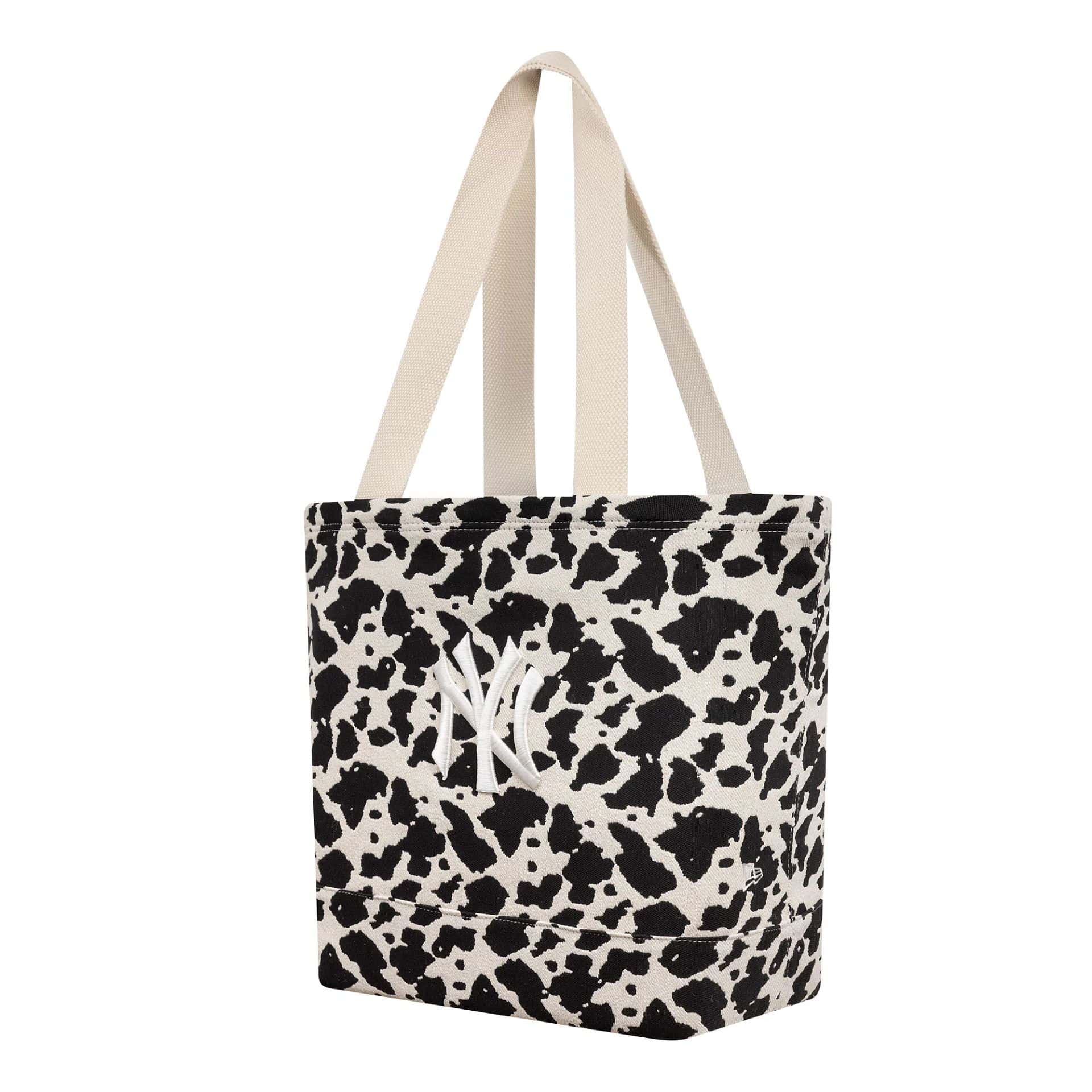 Pictured is this MLB Cow Jacquard New York Yankees Tote Bag in cream. 3