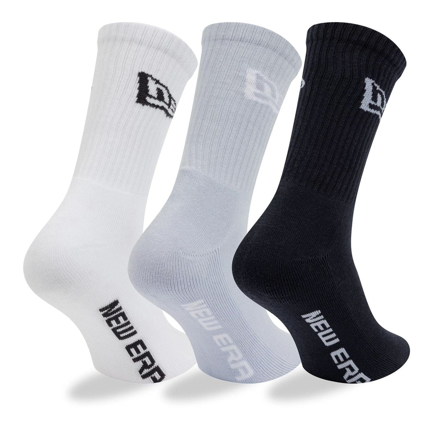 Pictured is this New Era Flag 3 Pack Crew Socks in navy. 2