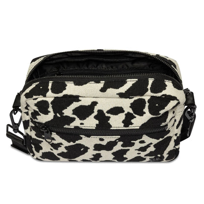 Pictured is this New Era Cow Jacquard Waist Bag in light beige. 5