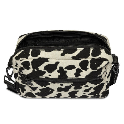 Pictured is this New Era Cow Jacquard Waist Bag in light beige. 5
