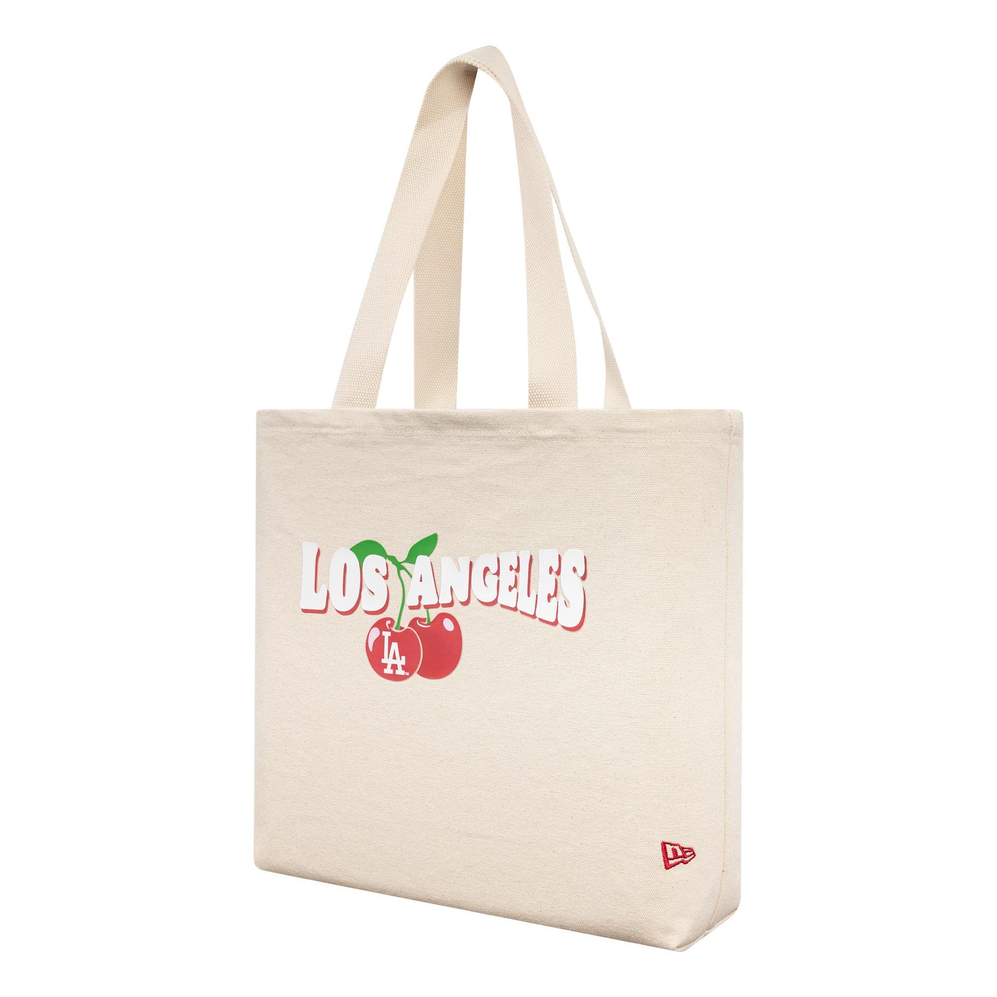Pictured is this MLB Fruit LA Dodgers Tote Bag in cream. 1