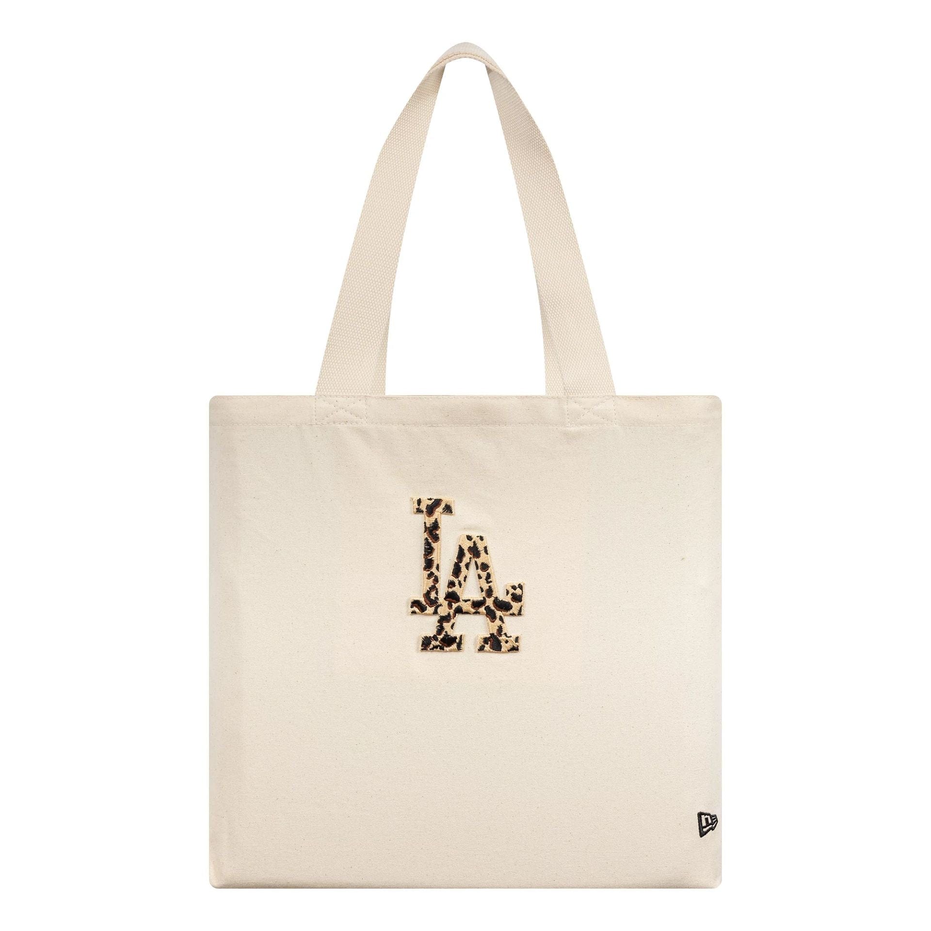 Pictured is this MLB Animal Infill LA Dodgers Tote Bag in cream. 2