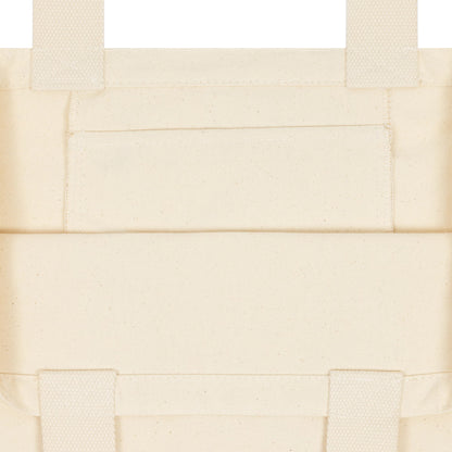 New Era LA Dodgers MLB Animal Infill Cream Tote Bag, front view showing the plain cream surface with handles attached at the top and neat stitching detail, highlighting a minimalist and functional design.