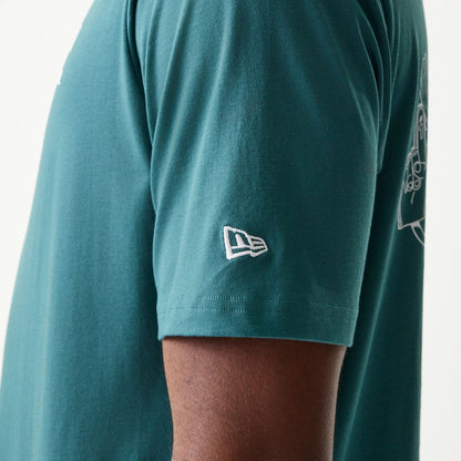 The model is wearing this MLB Food Graphic LA Dodgers T-Shirt in dark green. 5