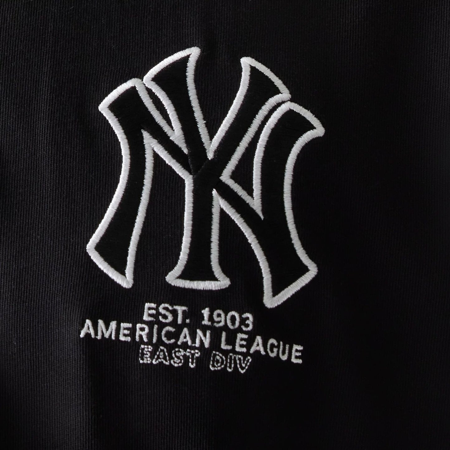 The model is wearing this MLB New York Yankees Oversized Polo T-Shirt in black. 6