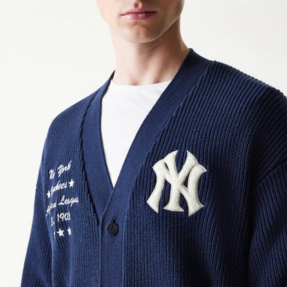 The model is wearing this MLB Collegiate New York Yankees Cardigan in navy. 5