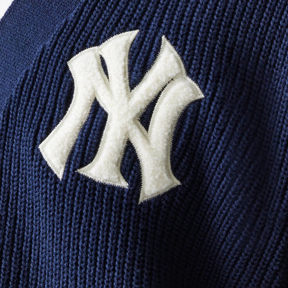 The model is wearing this MLB Collegiate New York Yankees Cardigan in navy. 6