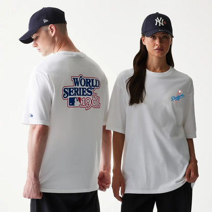 The model is wearing this MLB World Series LA Dodgers T-Shirt in white. 1