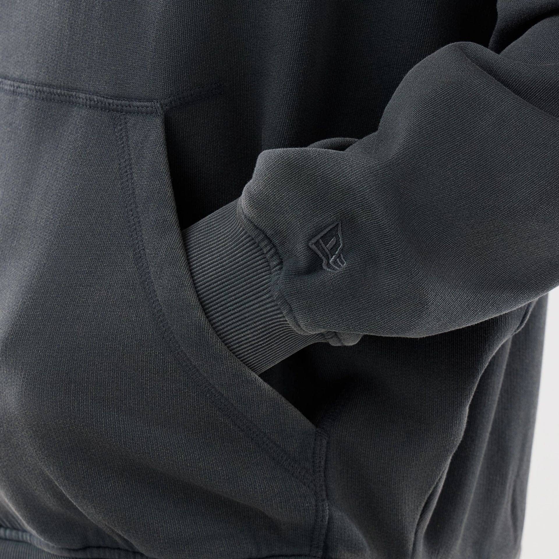 The model is wearing this MLB Washed LA Dodgers Full Zip Hoodie in Dark Grey. 4