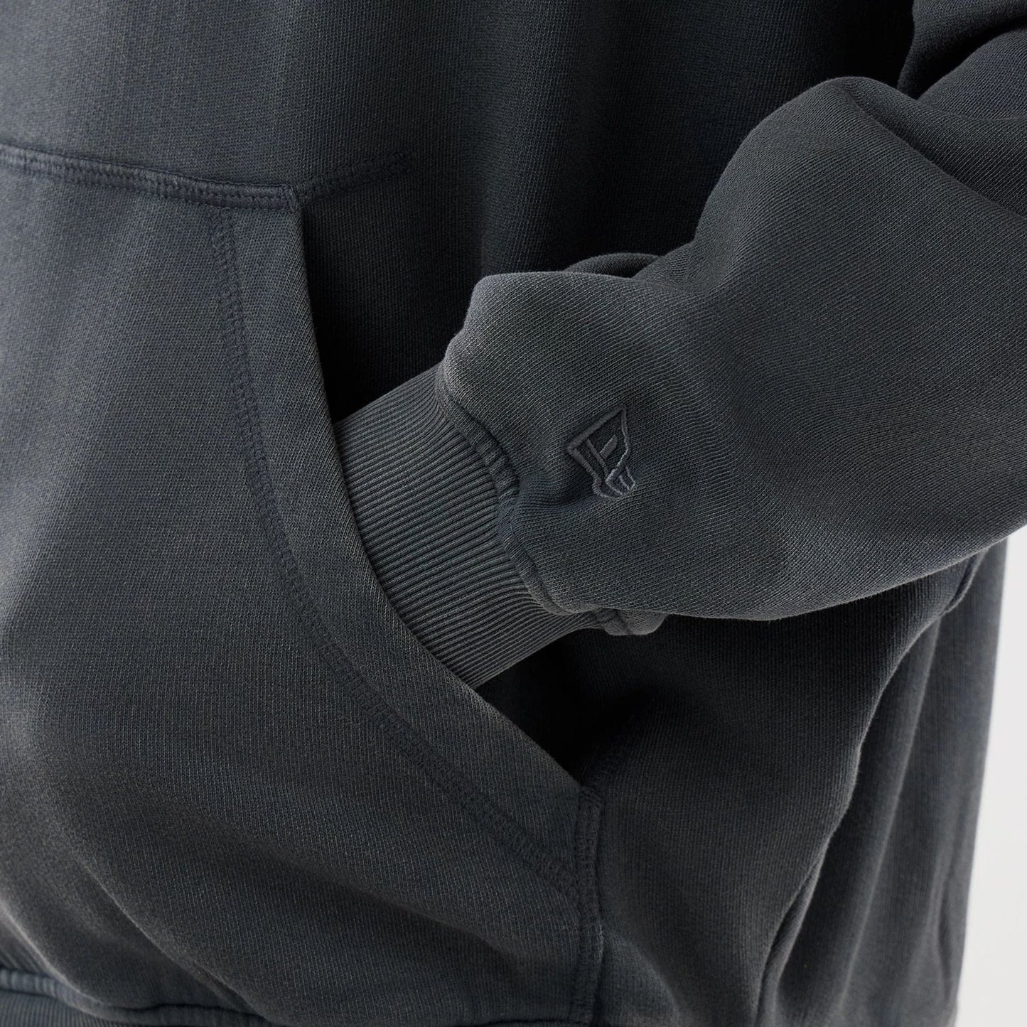 The model is wearing this MLB Washed LA Dodgers Full Zip Hoodie in Dark Grey. 4