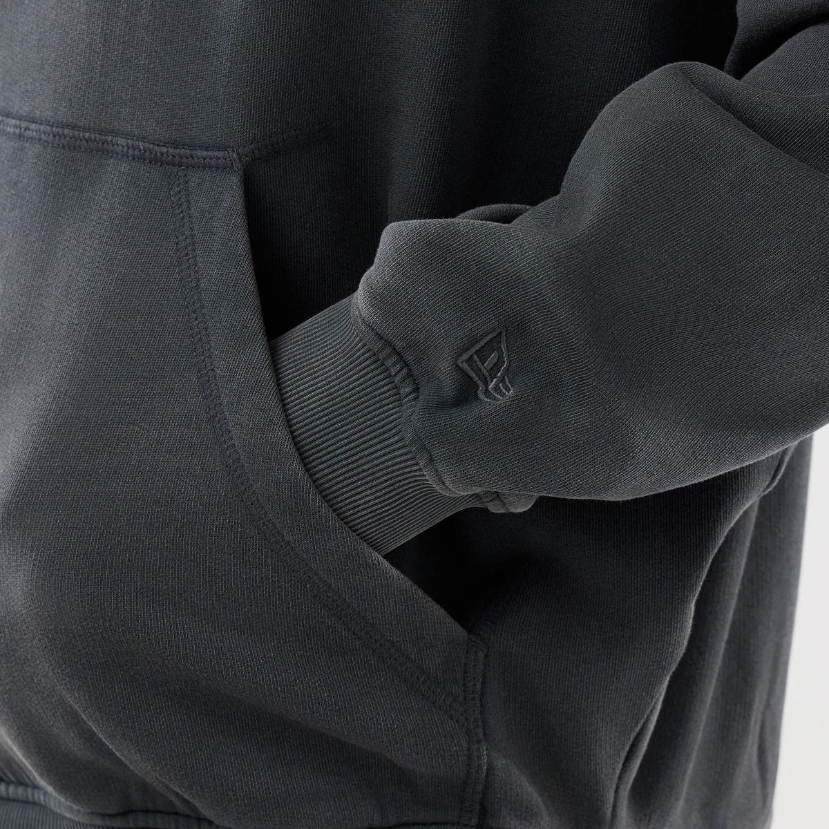 The model is wearing this MLB Washed LA Dodgers Full Zip Hoodie in Dark Grey. 4