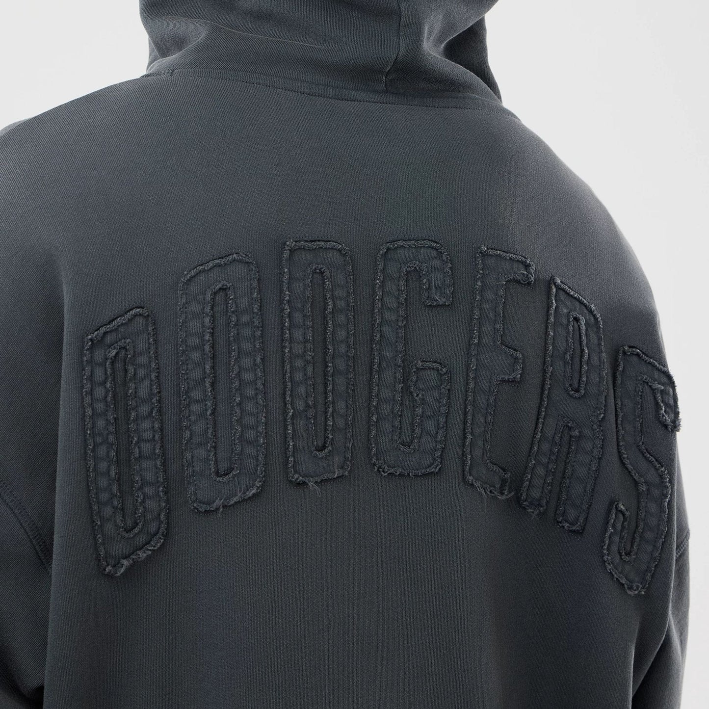 The model is wearing this MLB Washed LA Dodgers Full Zip Hoodie in Dark Grey. 7