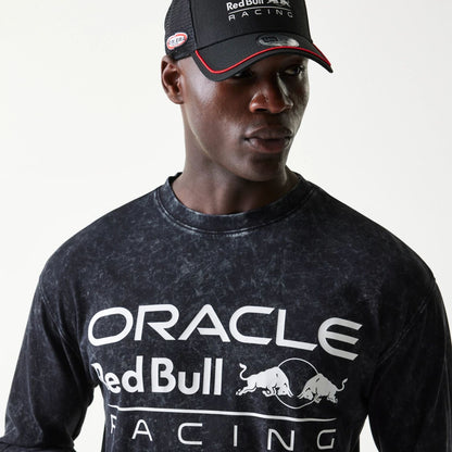 The model is wearing this Red Bull Racing Linear Graphic Long Sleeve T-Shirt in black. 4