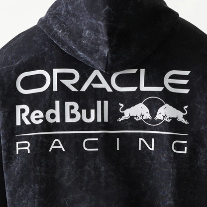 The model is wearing this Red Bull Racing Dropped Shoulder Full Zip Hoodie in black. 6