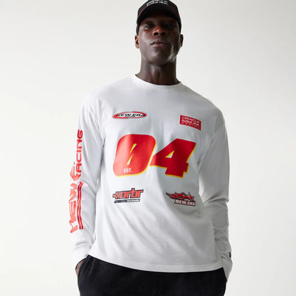 The model is wearing this Red Bull Racing Graphic Long Sleeve T-Shirt in white. 5