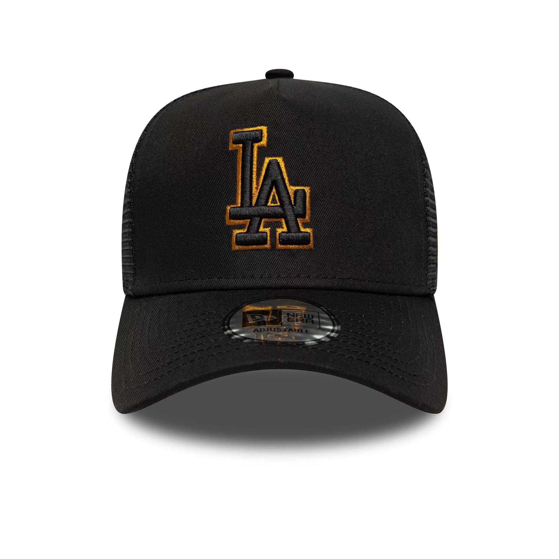 Pictured is this MLB Outline LA Dodgers 9FORTY E-Frame Trucker in black. 2