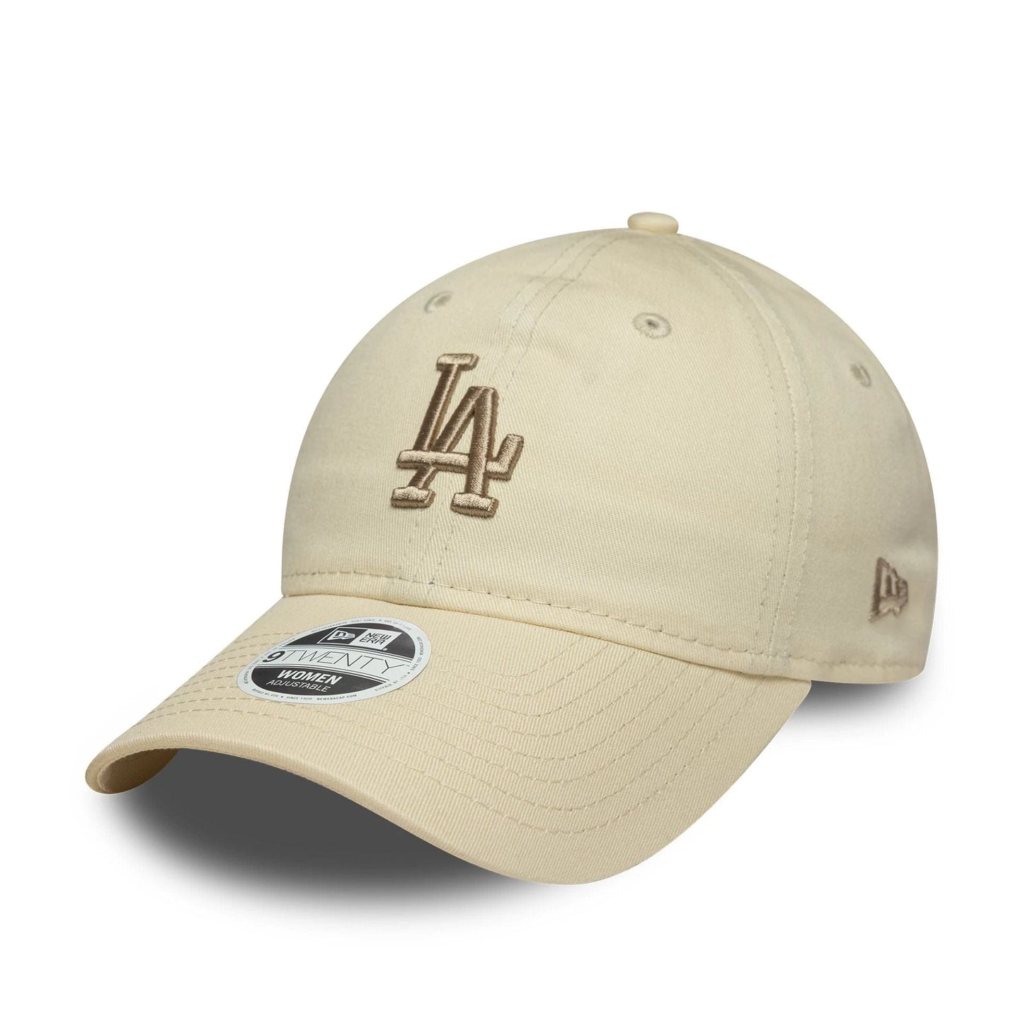 Pictured is this Womens MLB League Essential Midi LA Dodgers 9TWENTY in light beige. 1